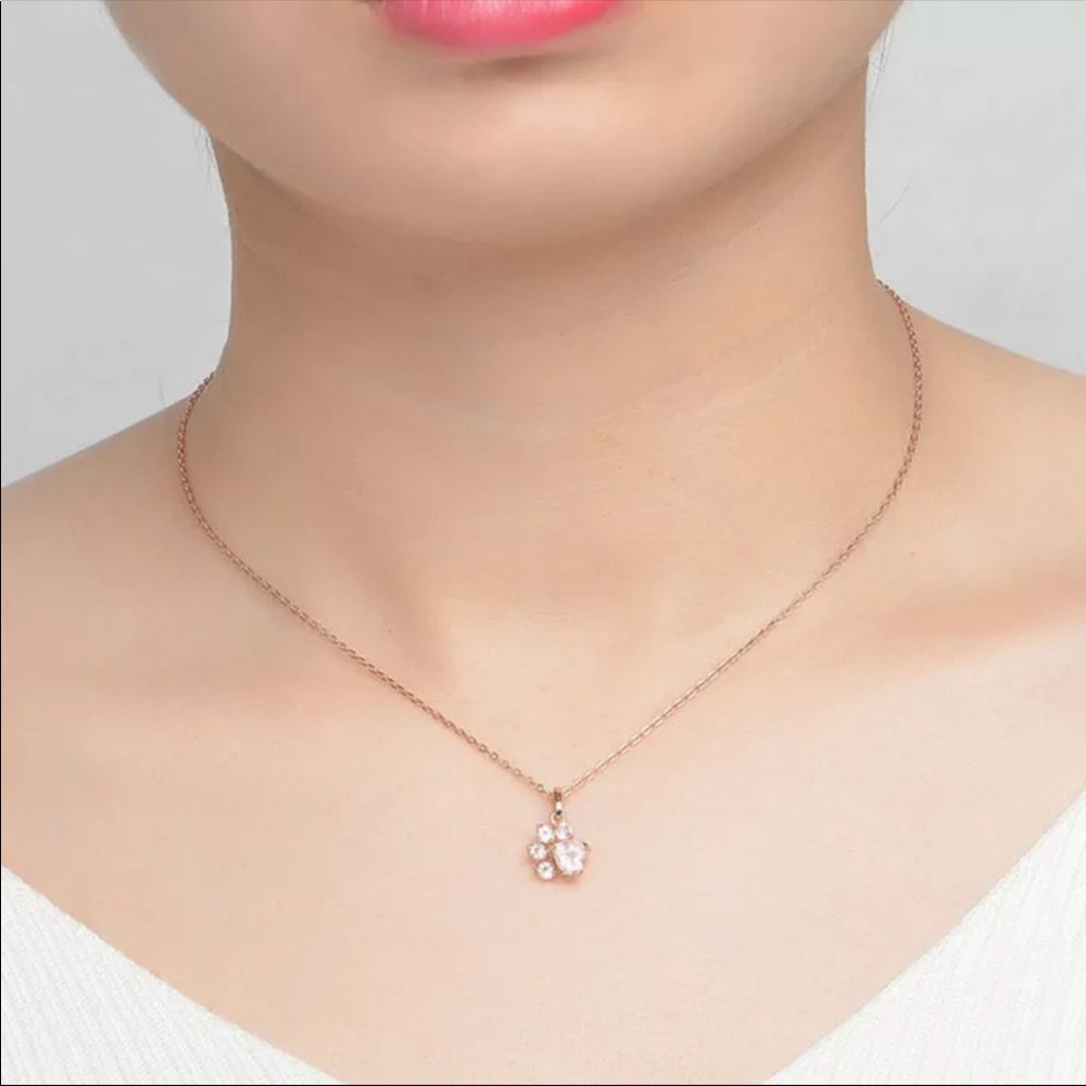 Rose Gold Plated Paw Necklace - Picture 4 of 4